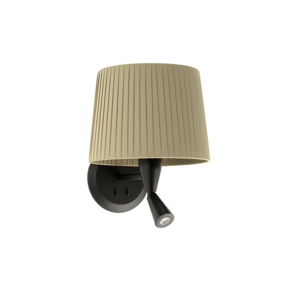 SAMBA BLACK READER WALL LAMP RIBBONED LAMPSHADE E2 image 1