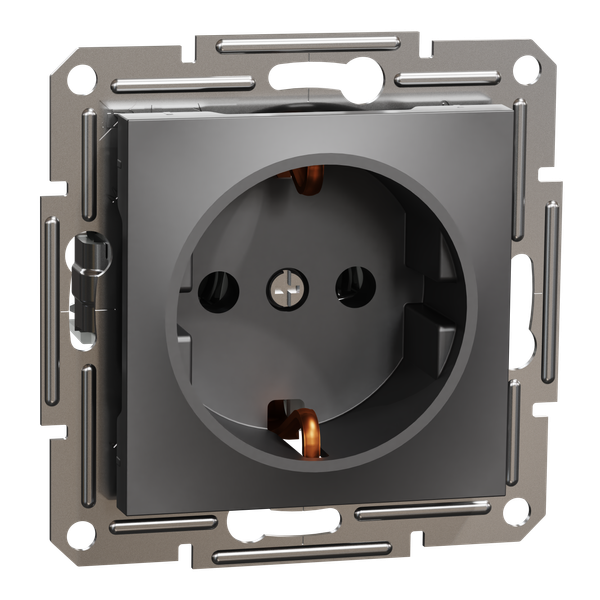Asfora - single socket outlet with side earth, wo frame, anthracite image 4