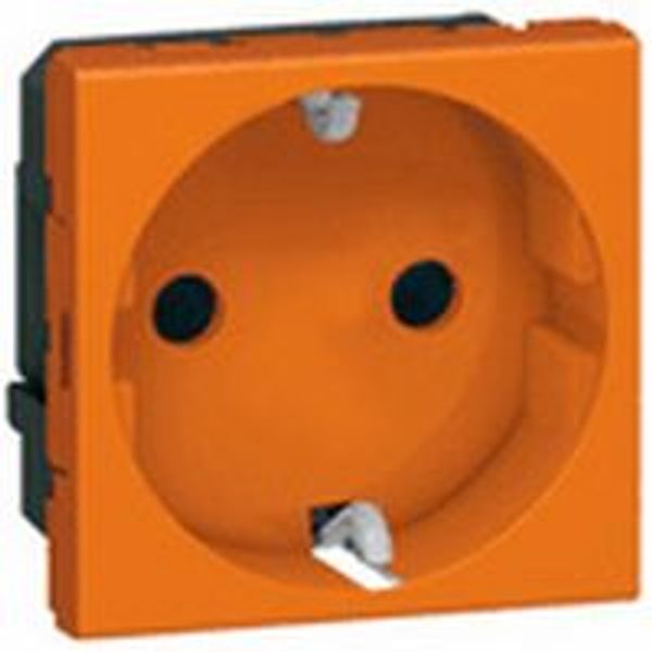 Socket outlet Mosaic - German std - 2P+E auto term - 2 mod -orange antimicrobial image 1