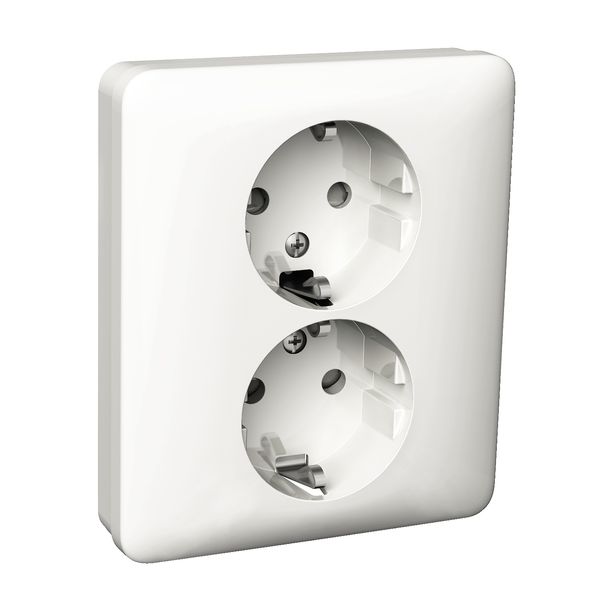 Exxact double socket-outlet earthed screwless white image 3