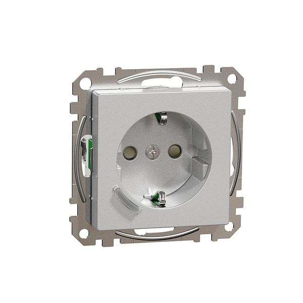 Connected SCHUKO socket 16A, System M, matt thermoplastic, aluminum image 1