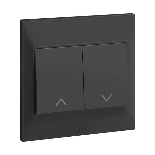 Shutter Switch Push-Button 2 Gang 7X7 Black, Legrand-Belanko S image 1