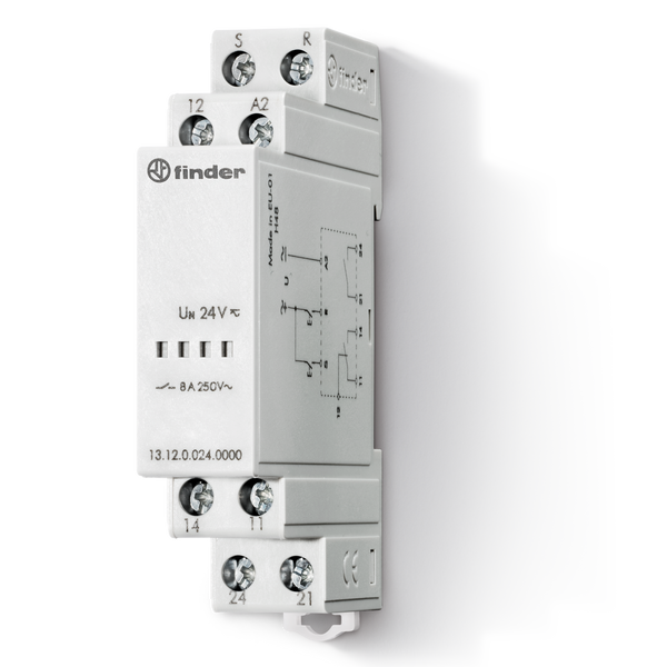 Call & Reset Rel. 17,5mm.rail mount 1CO 8A+1NO 8A/24VUC (13.12.0.024.0000) image 1