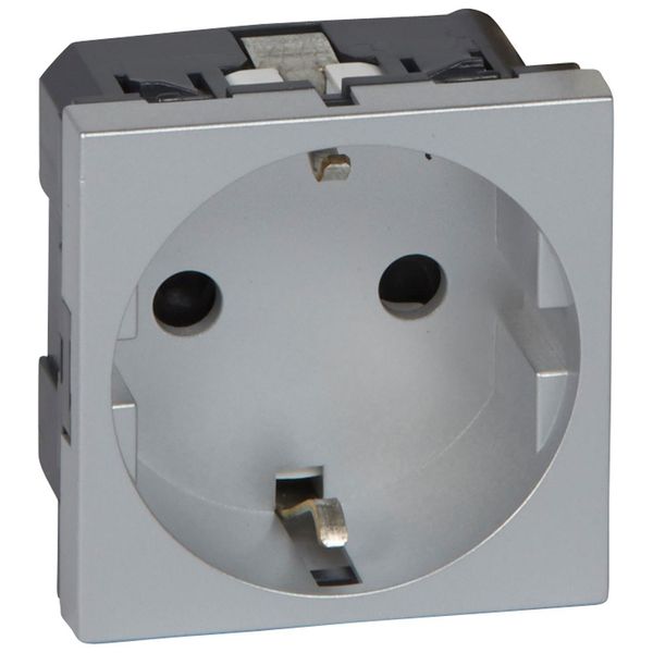 Multi-support single socket Mosaic - German std - 2P+E - 2 mod - alu image 2