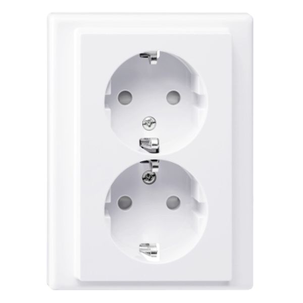 SCHUKO double socket, BRS, plug-in terminals, active white glossy, M-SMAR image 1