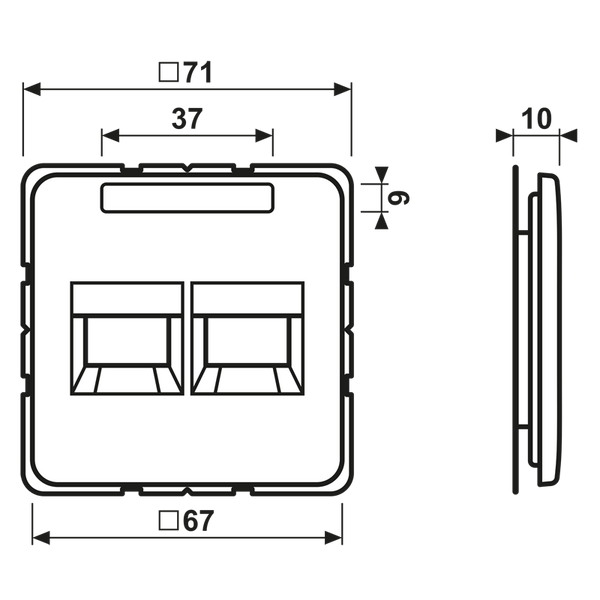 Centre plate for modular jack sockets 569-2AT image 3