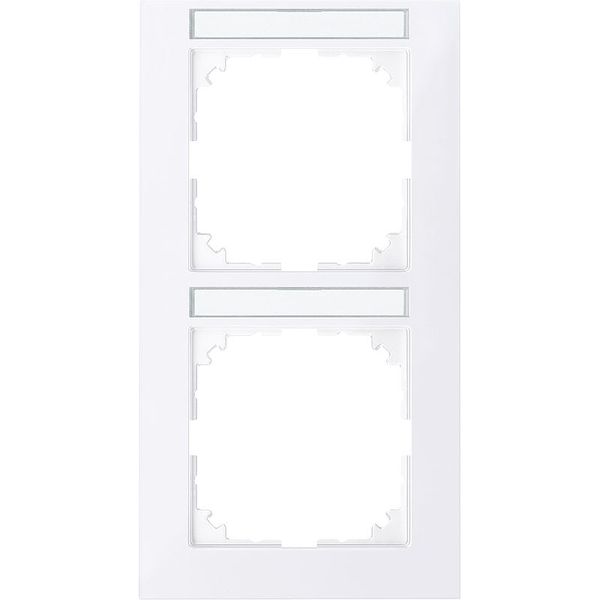 M-Pure frame, double with label holder, vertical installation, active white, image 1