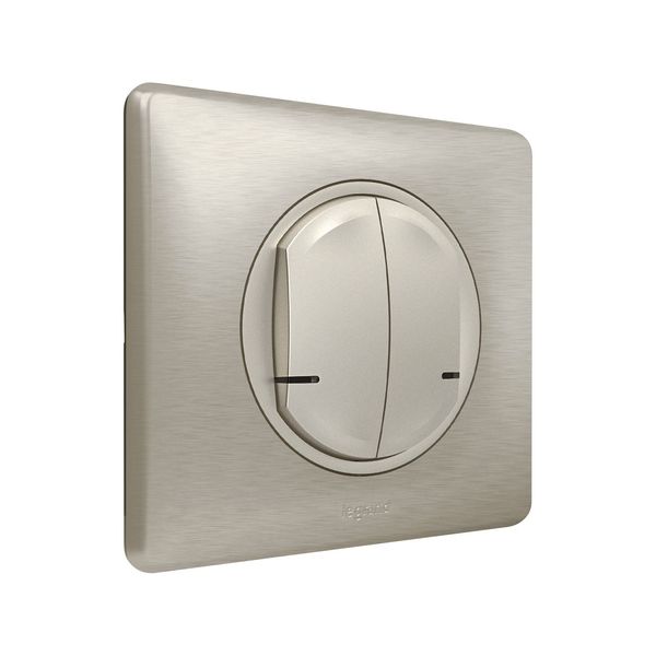CONNECTED LIGHT SWITCH WITH NEUTRAL 2-GANG 2X250W CELIANE TITANIUM image 1