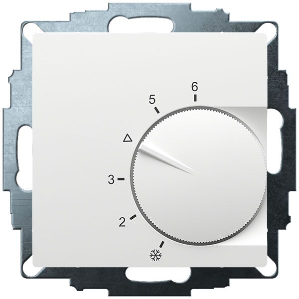 UP room controller, RAL9016 matt 55x55, 5-30C, AC 24V, 1NC, 10 A, at DC 24 V switching capacity 100 W, temperature reduction approx.4K image 1