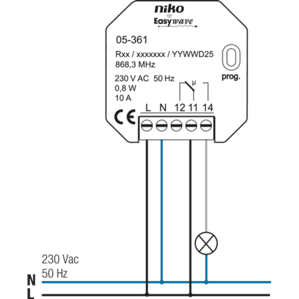 Wireless Easywave receiver with 230 V two-way switching contact (one-c image 2