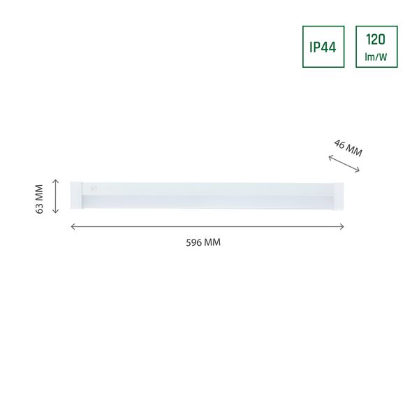 AQUATICA 15W NW 230V 150st IP44 596x46x63 WHITE square ends, switch image 11