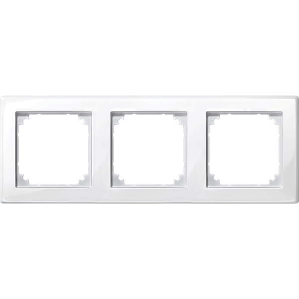 M-SMART frame, 3-gang, polar white, glossy image 1