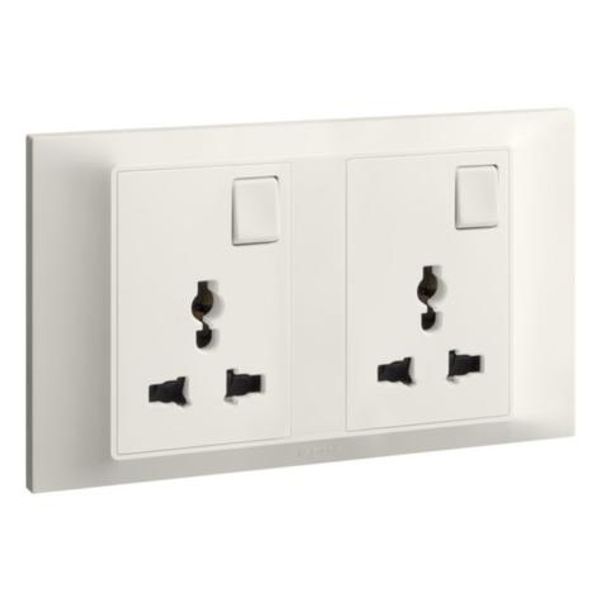 Belanko S 2X 1 gang multistandard switched socket outlet - Ivory image 1