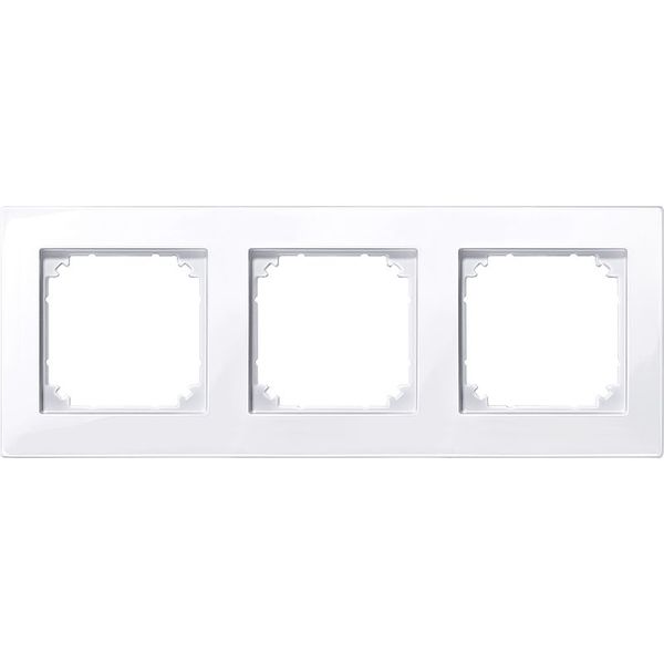 M-PLAN II frame, 3-fold, flush installation, active white glossy image 1