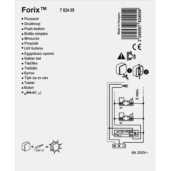 Push-button Forix - surface mounting - IP 2X - 6 A - 250 V~ - white image 2