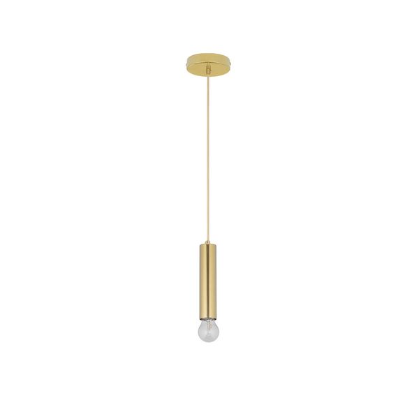 Gold Metal  Gold Fabric Wire  LED E27 1x12 Watt 230 Volt  IP20 Bulb Excluded  D: 4.5 H1: 20 H2: 180 cm Adjustable height image 1