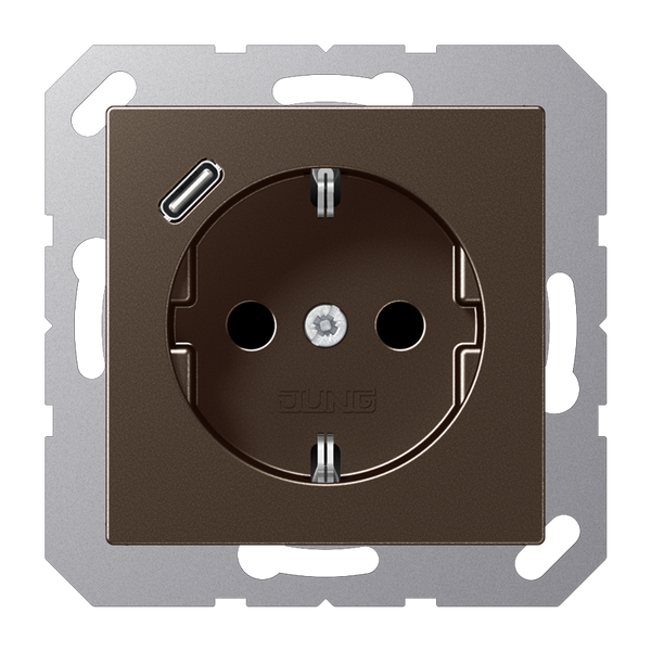 SCHUKO socket with USB type C A1520-18CMO image 1