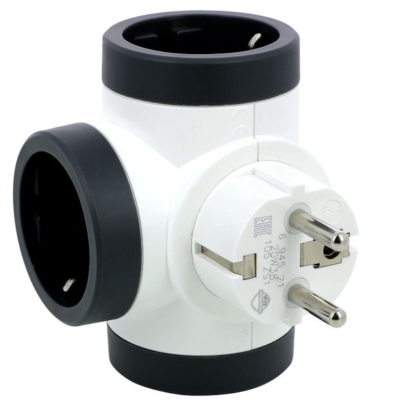 MOP PRE SCH 2P+E 16A 3 LATERAL OUTLETS ROTATIVE WHITE/BLACK image 8