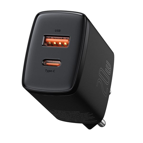 Wall Quick Charger 20W USB + USB-C QC3.0 PD3.0, Black image 5