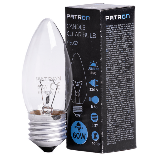 Incandescent Bulb E27 60W B35 230V CL Patron image 1