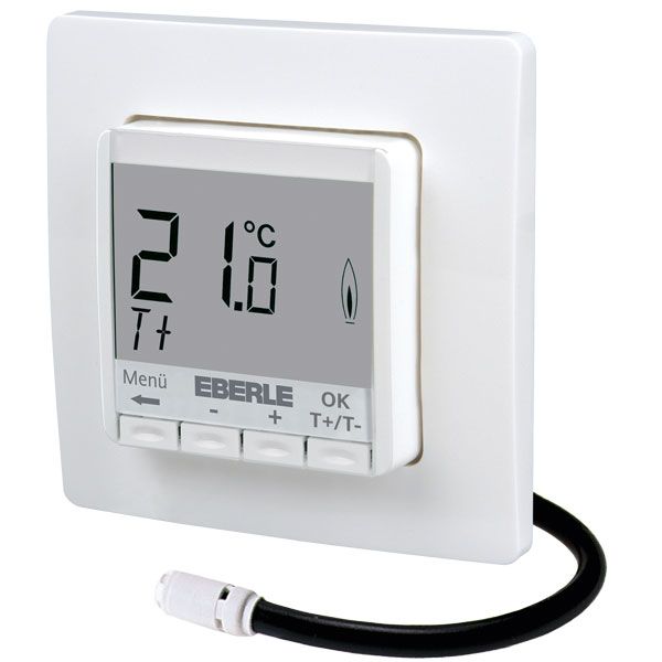 Flush-mounted thermostat as underfloor controller, AC 230V, 1 make contact 16 A, white backlighting image 1