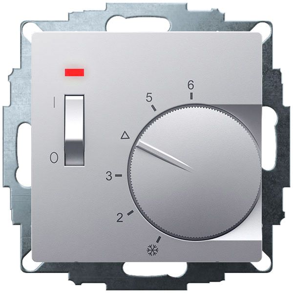 UP room controller, aluminum 55x55, 5-30C, AC 230V, 1 opener, 10 A, temperature reduction approx. 4K, switch on/off, display controller "heating" image 1