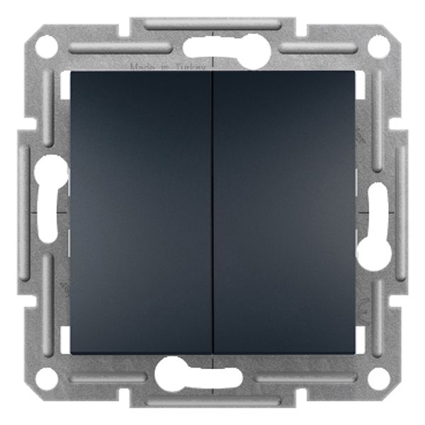 Asfora - 1pole 2circuits switch, screw terminals, wo frame, anthracite image 2