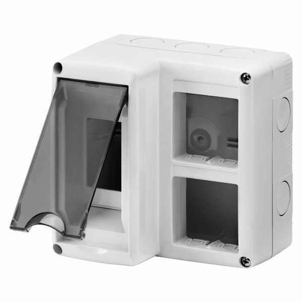 PROTECTED ENCLOSURE FOR COMBINED INSTALLATION OF MODULAR DEVICES DIN AND SYSTEM - 2 DIN MODULES - 4 SYSTEM MODULES - MODULE 2X2 - IP40 - GREY RAL 7035 image 2