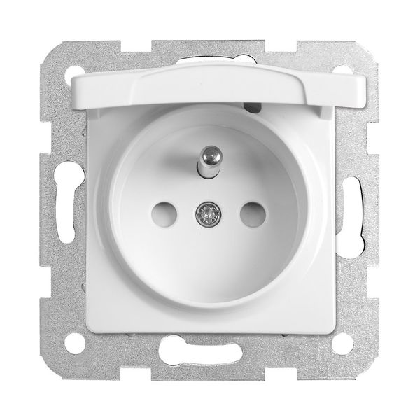 Karre-Meridian White Child Protected UPS Socket with Lid image 1