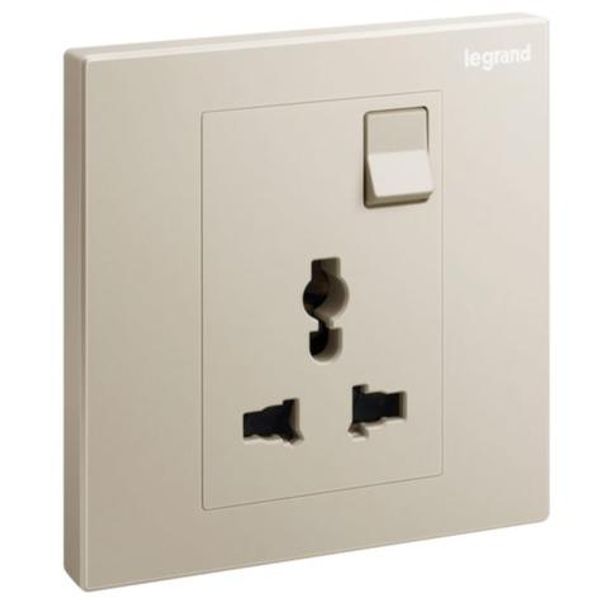 Galion - 1 gang Multistandard switched socket outlet - Champagne image 1