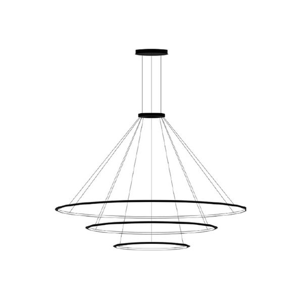 Pendant Circular Outward 3 Rings (ø3000 ø2000 ø1200) LED 326.4W 20904lm 4000K Black image 1