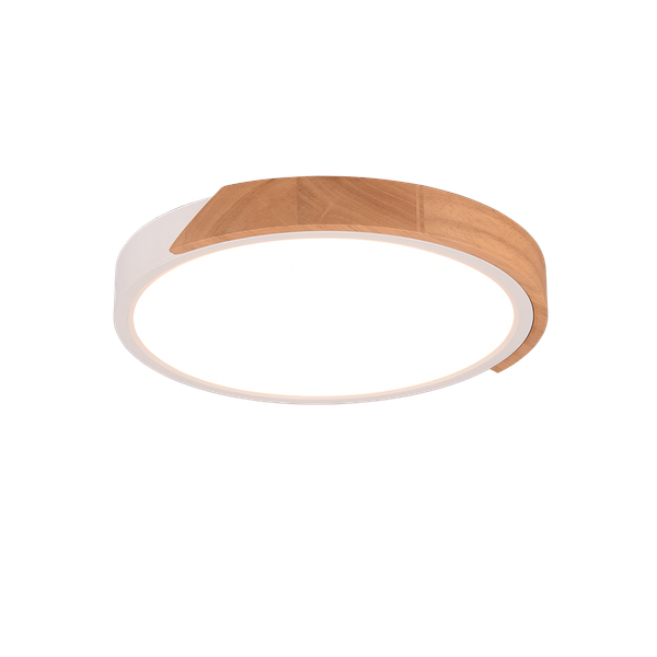 Jano LED ceiling lamp matt white/wood image 1