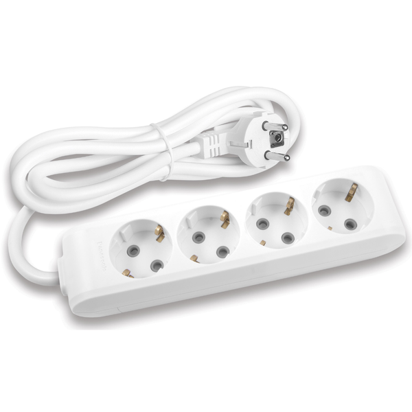 X-tendia White Four Gang Earth Socket with Cable CP 1,5M image 1