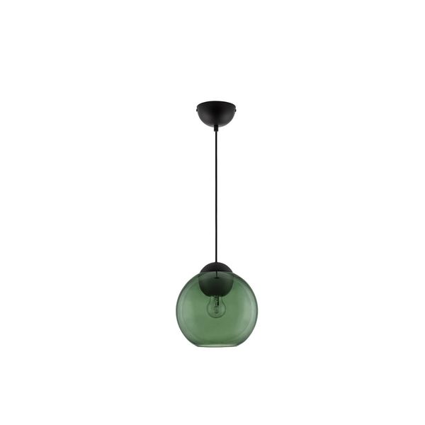 Matt Black Metal  & Dark Green Glass  LED E27 1x12 Watt 230 Volt  IP20 Bulb Excluded  D: 24 H1: 24.8 H2: 183.8 cm Adjustable height image 1