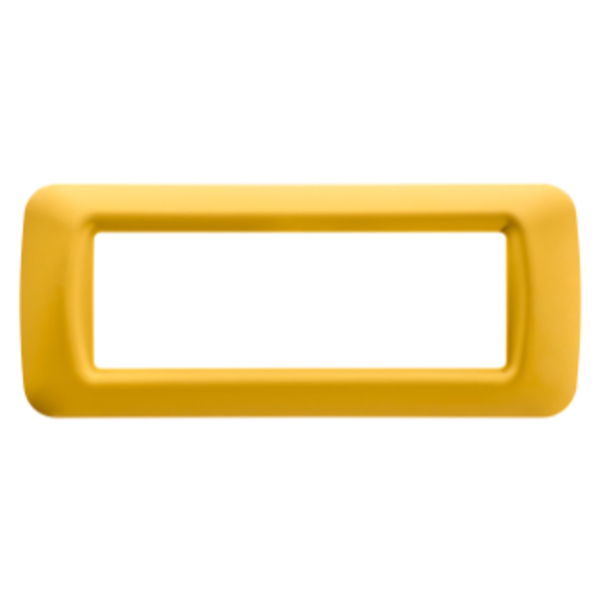 TOP SYSTEM PLATE - IN TECHNOPOLYMER GLOSS FINISHING - 6 GANG - CORN YELLOW - SYSTEM image 1