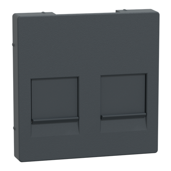 Central plate f. 2-gang modular jack w. dust slide, anthracite, System M image 4