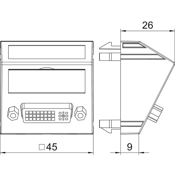 MTS-DVI F RW1 Multimedia support, DVI with cable, socket-socket 45x45mm image 2