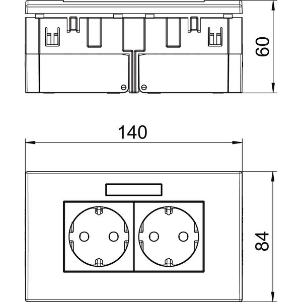 SDE-RW D0GN2B Socket unit for double Modul 45 84x140x59mm image 2