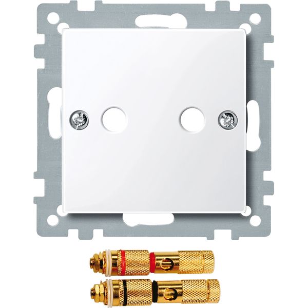 Central plate w. high-end loudspeaker connector, active white, glossy, System M image 3