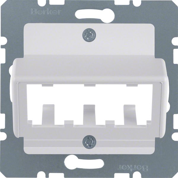 Central plate for 3 MINI-COM modules, com-tech, p. white matt/velvety image 1