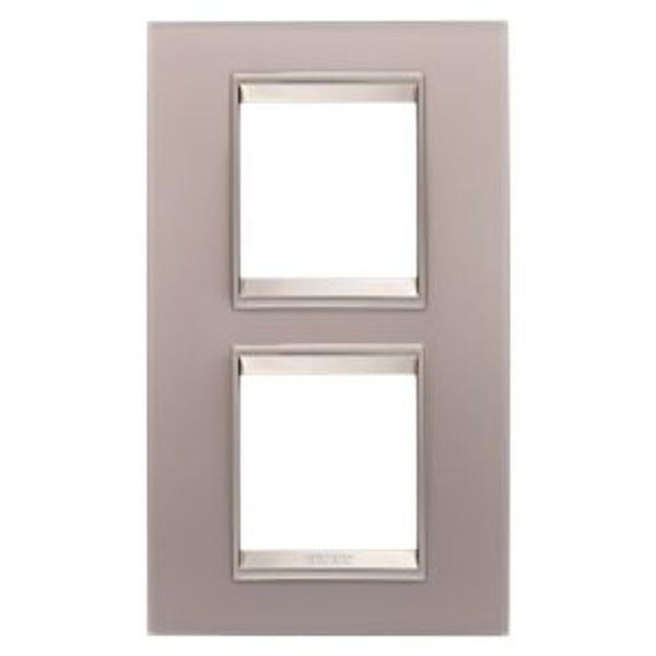 LUX INTERNATIONAL PLATE - IN GLASS - 2+2 MODULES VERTICAL - PERLY GRAY - INNER FRAME MATT LIGHT BRONZE - CHORUSMART image 1