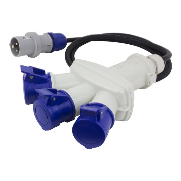 3-WAY ADAPTOR 2P+E 16A IP44 W/CABLE image 1