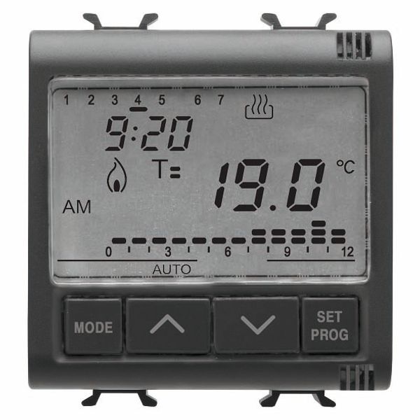 TIMED THERMOSTAT DAILY/WEEKLY PROGRAMMING - 230V ac 50/60Hz - 2 MODULES - SATIN BLACK - CHORUSMART image 2