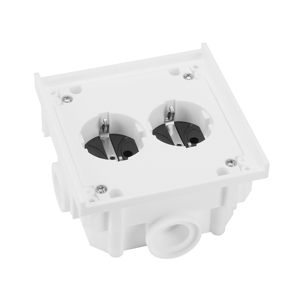 Flush mounted SCHUKO twin socket outlet, white image 1