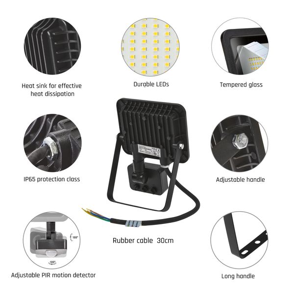 NOCTIS LUX 2 SMD 230V 20W IP44 WW black with sensor image 10