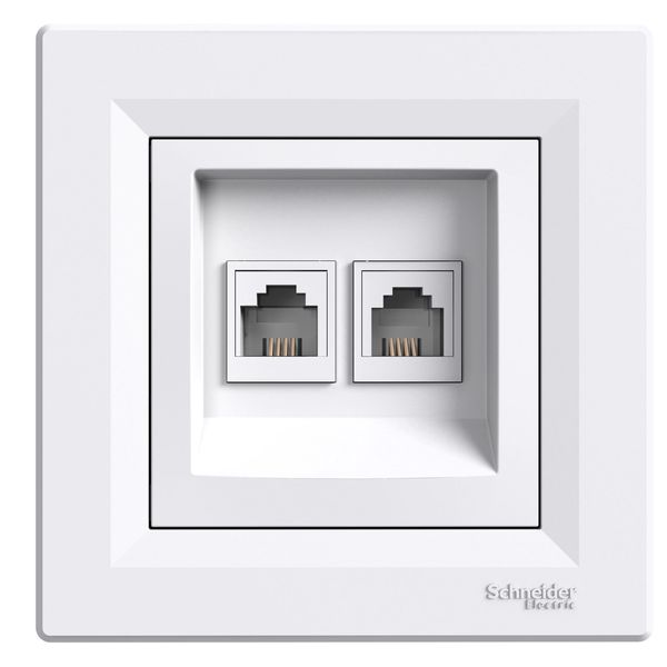 Asfora, double telephone socket, RJ11, white image 3