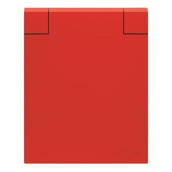 3288 RJ Schuko socket outlet IP54 for panel - Red Protective contact (SCHUKO) with Hinged Lid Red - Variant+ image 1