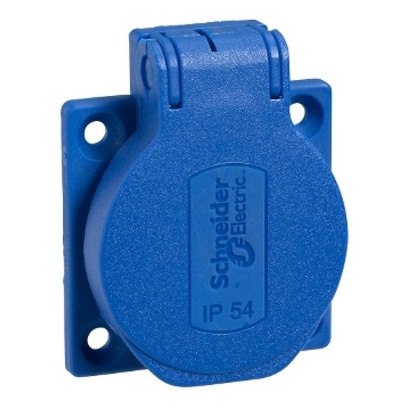 PratiKa socket - blue - 2P + E - 10/16 A - 250 V - German - IP54 - flush - side image 2