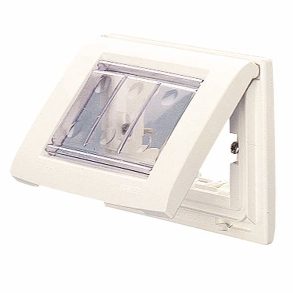 SELF SUPPORTING WATERTIGHT PLATE - FOR FLUSH-MOUNTING RECTANGULAR BOXES  - IP55 - 3 GANG - CLOUD WHITE - PLAYBUS image 2