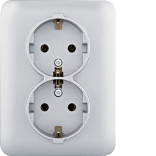 Double Schuko socket - silver image 1